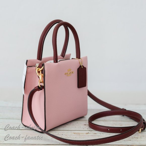 NWT Coach CE598 Mini Cally Leather Crossbody in Powder Pink/Wine - Picture 10 of 10